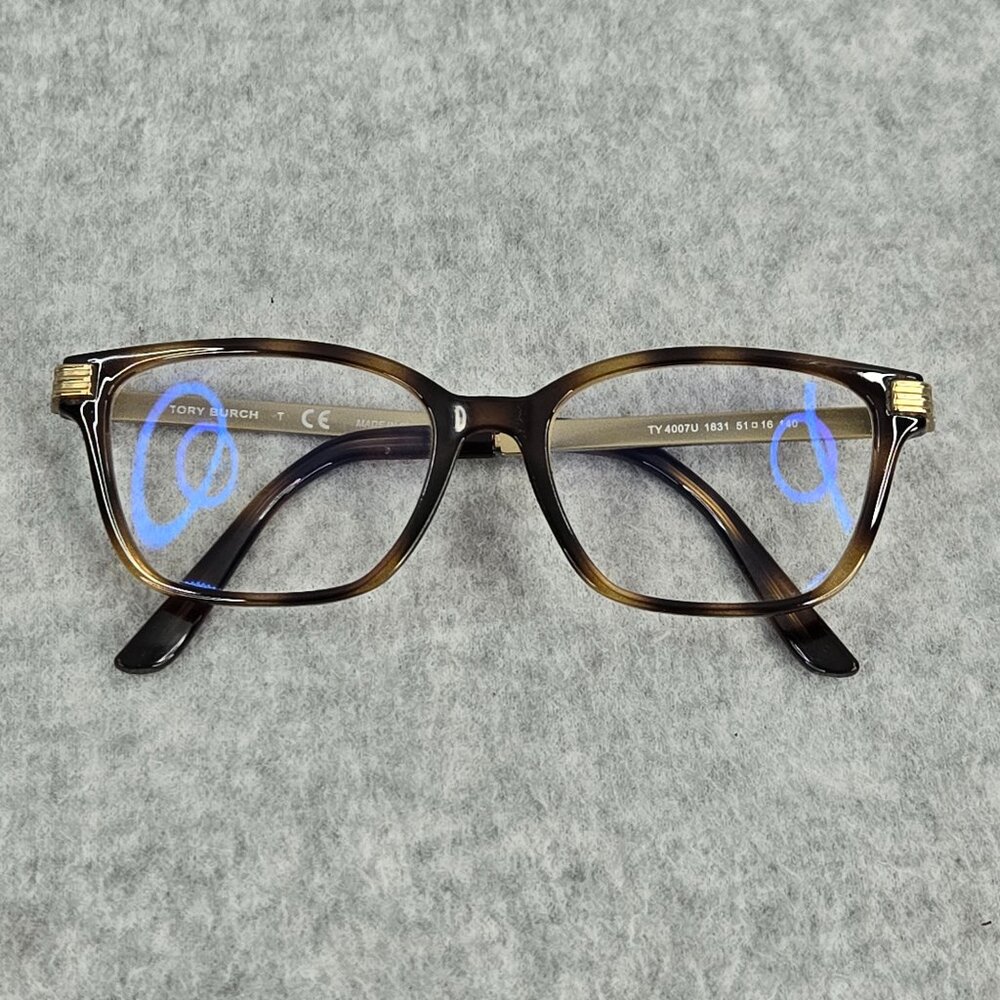 Tory Burch Eyeglasses Havana Gold Semi Butterfly Frame Only TY 4007U 1831 Read
